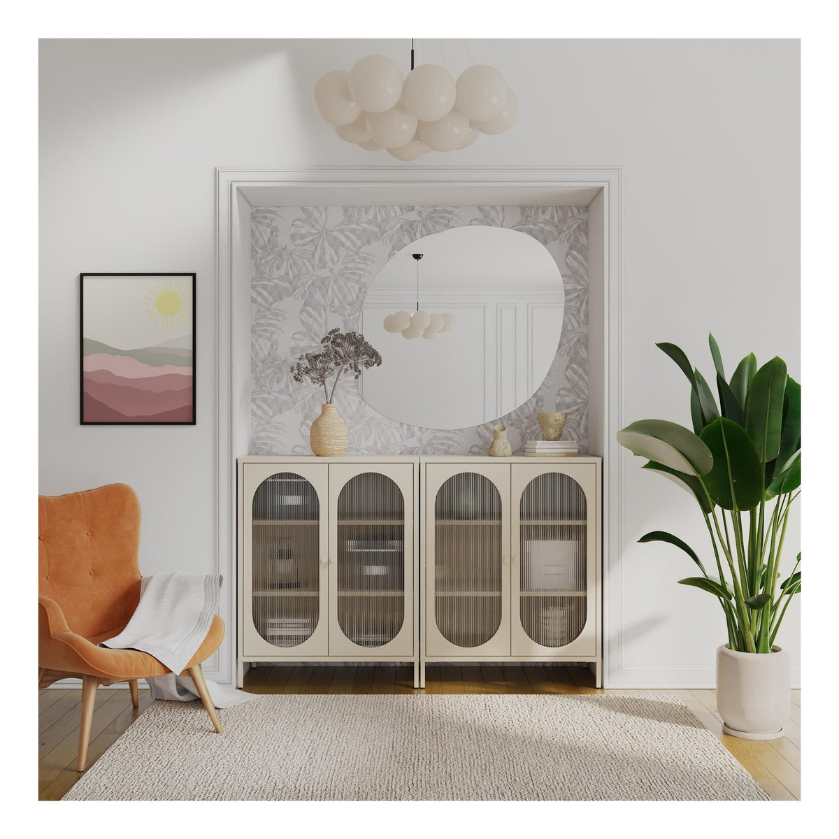 Luna Metal Accent Cabinet with Fluted Glass Doors, view 19