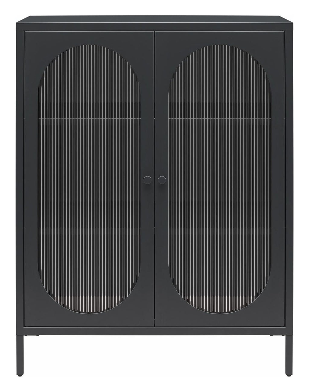Luna Metal Accent Cabinet with Fluted Glass Doors, view 5