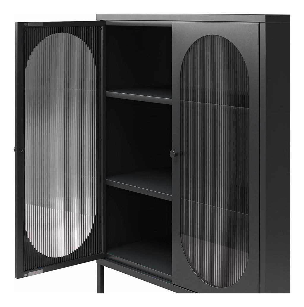 Luna Metal Accent Cabinet with Fluted Glass Doors, view 6