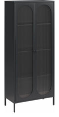 Luna Tall Metal Cabinet with Fluted Glass Doors