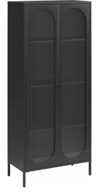 Luna Tall Metal Cabinet with Fluted Glass Doors