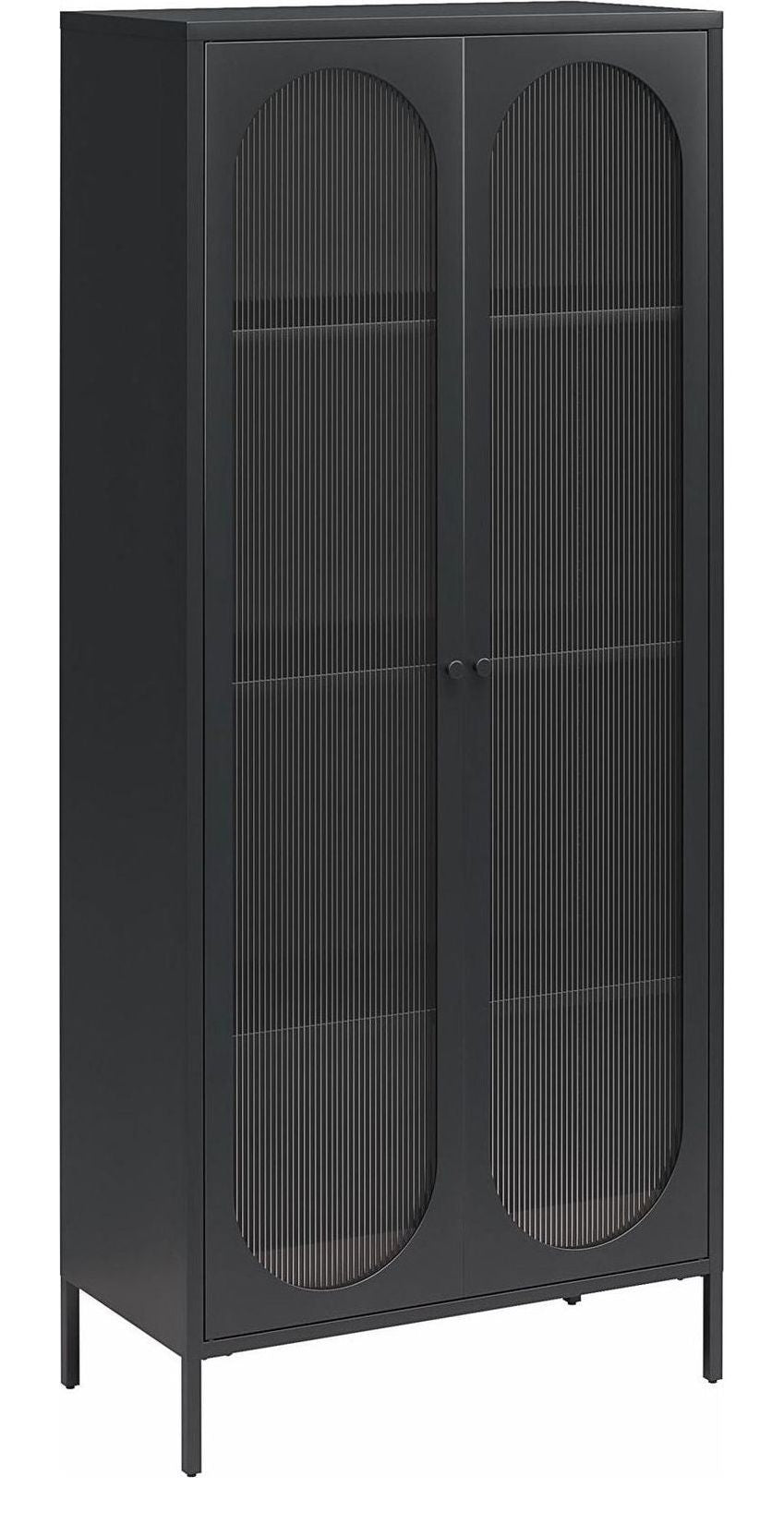 Luna Tall Metal Cabinet with Fluted Glass Doors
