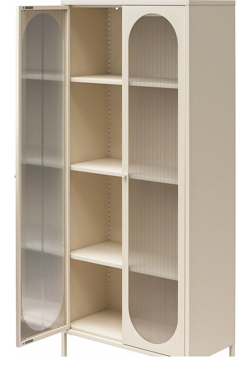Luna Tall Metal Cabinet with Fluted Glass Doors, view 16