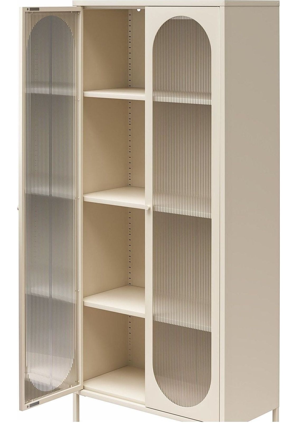 Luna Tall Metal Cabinet with Fluted Glass Doors, view 16
