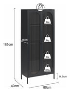 Luna Tall Metal Cabinet with Fluted Glass Doors, view 19