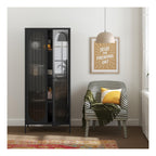 Luna Tall Metal Cabinet with Fluted Glass Doors, view 5