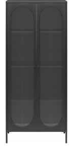 Luna Tall Metal Cabinet with Fluted Glass Doors, view 7