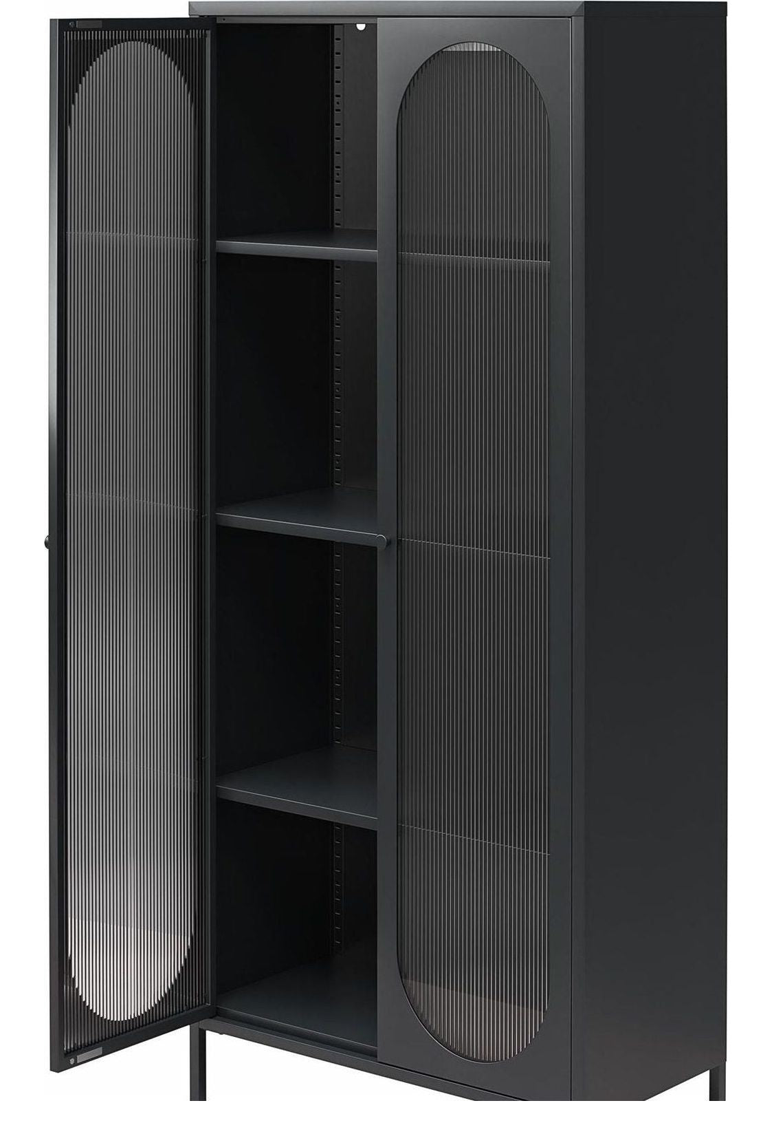 Luna Tall Metal Cabinet with Fluted Glass Doors, view 8