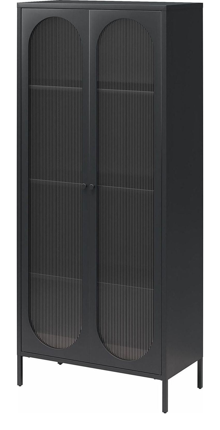 Luna Tall Metal Cabinet with Fluted Glass Doors, view 9
