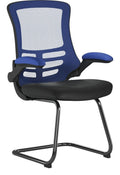 Luna Two Tone High Back Mesh Cantilever Chair with Black Frame in blue/black