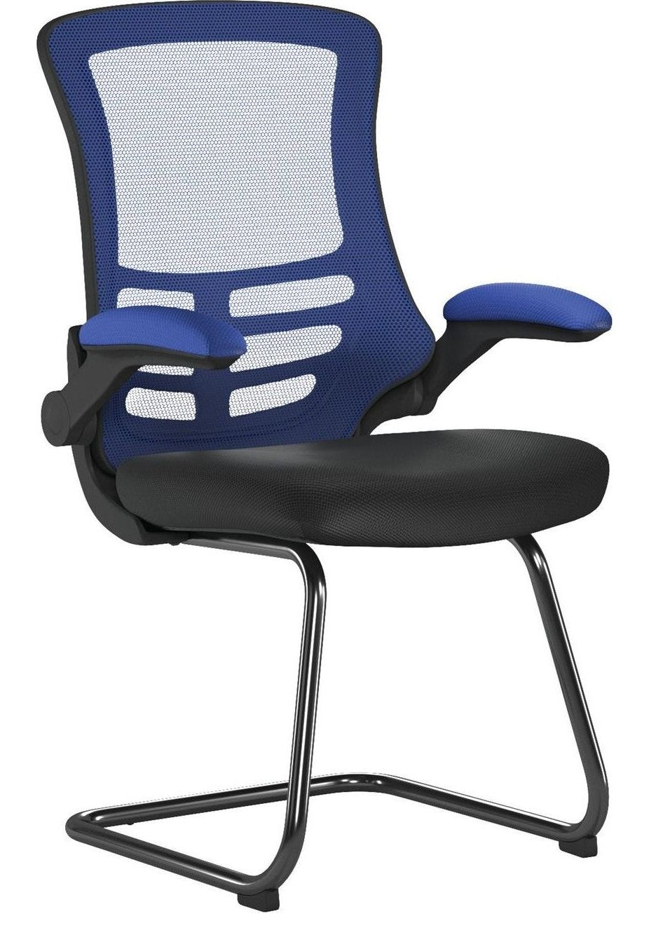 Luna Two Tone High Back Mesh Cantilever Chair with Black Frame in blue/black