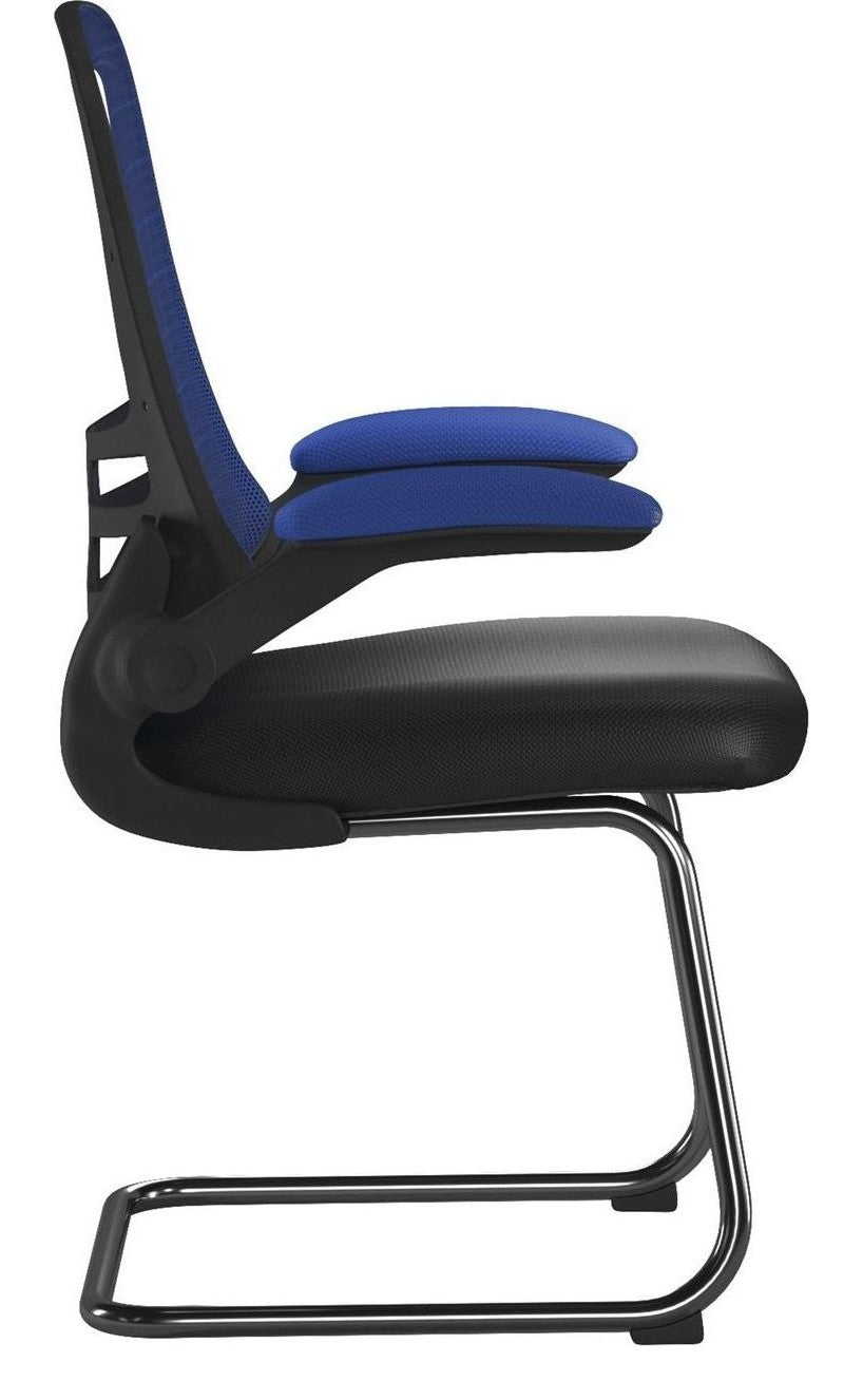 Luna Two Tone High Back Mesh Cantilever Chair with Black Frame in blue/black, view 2