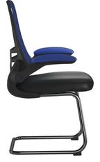 Luna Two Tone High Back Mesh Cantilever Chair with Black Frame in blue/black, view 2