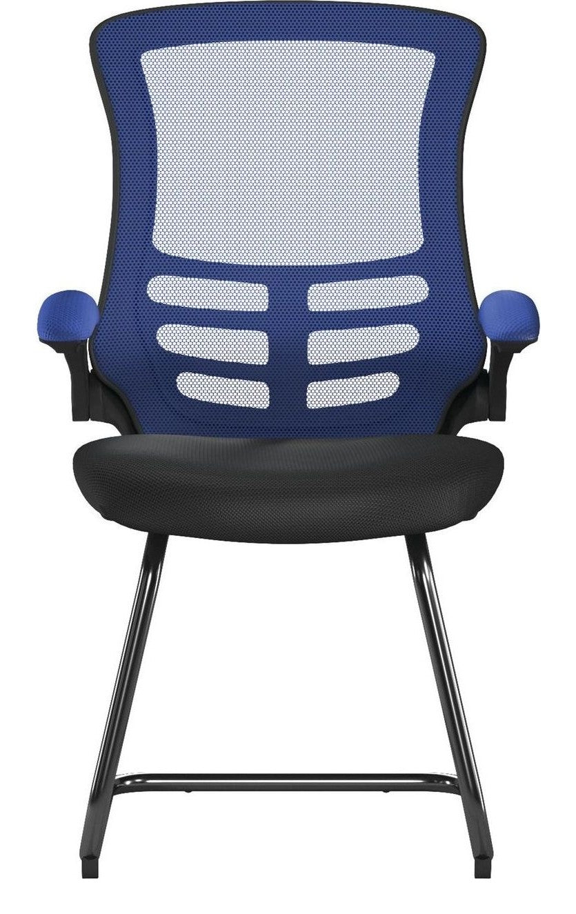 Luna Two Tone High Back Mesh Cantilever Chair with Black Frame in blue/black, view 3