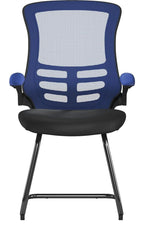 Luna Two Tone High Back Mesh Cantilever Chair with Black Frame in blue/black, view 3