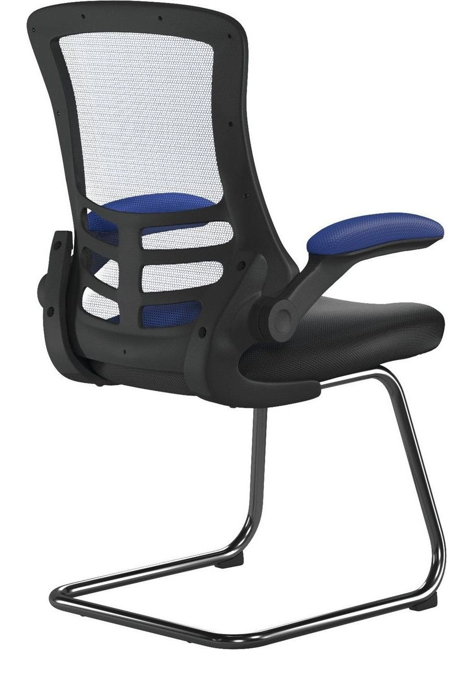 Luna Two Tone High Back Mesh Cantilever Chair with Black Frame in blue/black, view 4