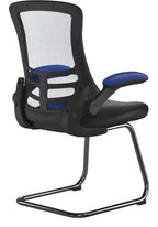 Luna Two Tone High Back Mesh Cantilever Chair with Black Frame in blue/black, view 4