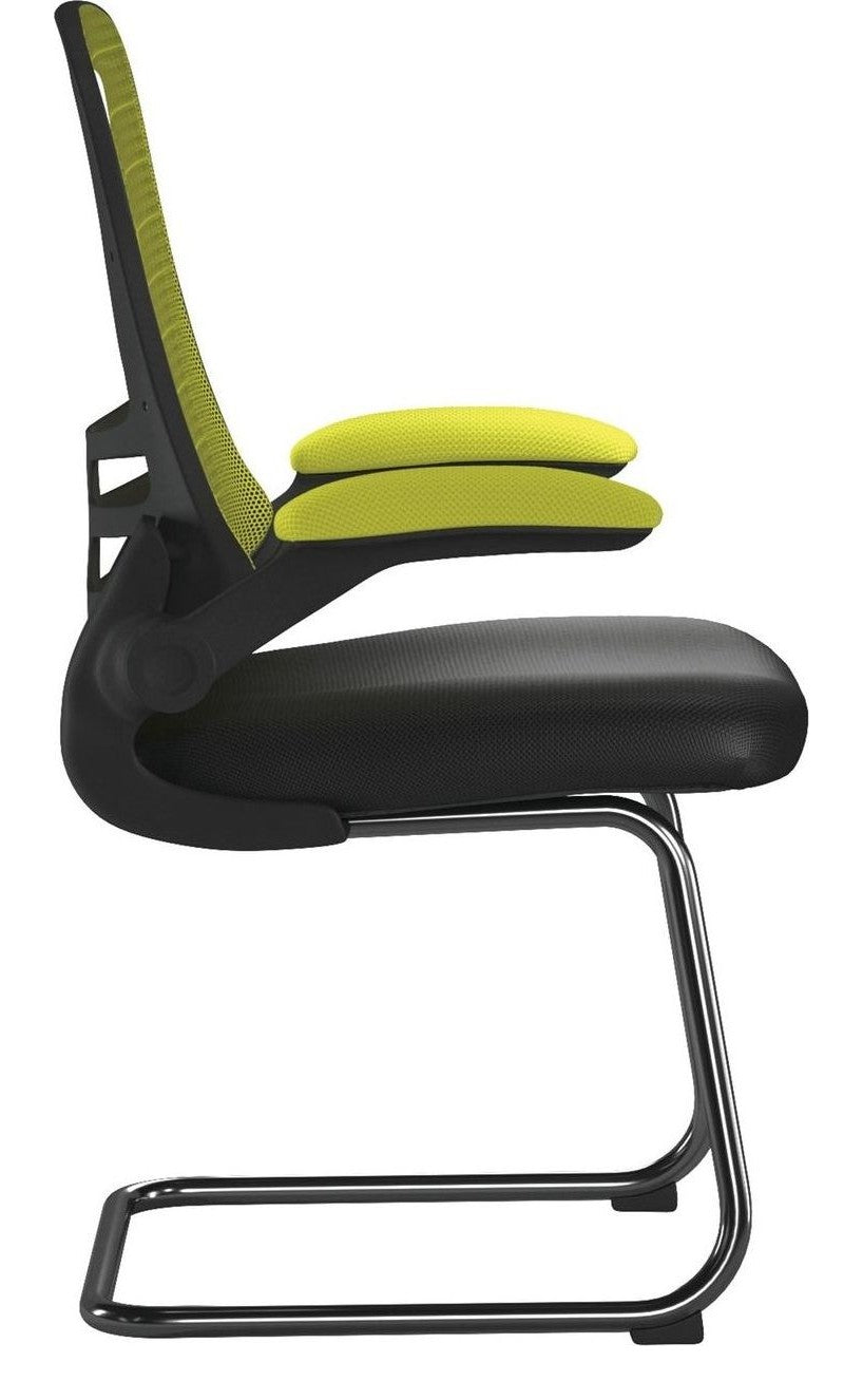 Luna Two Tone High Back Mesh Cantilever Chair with Black Frame in green/black, view 2