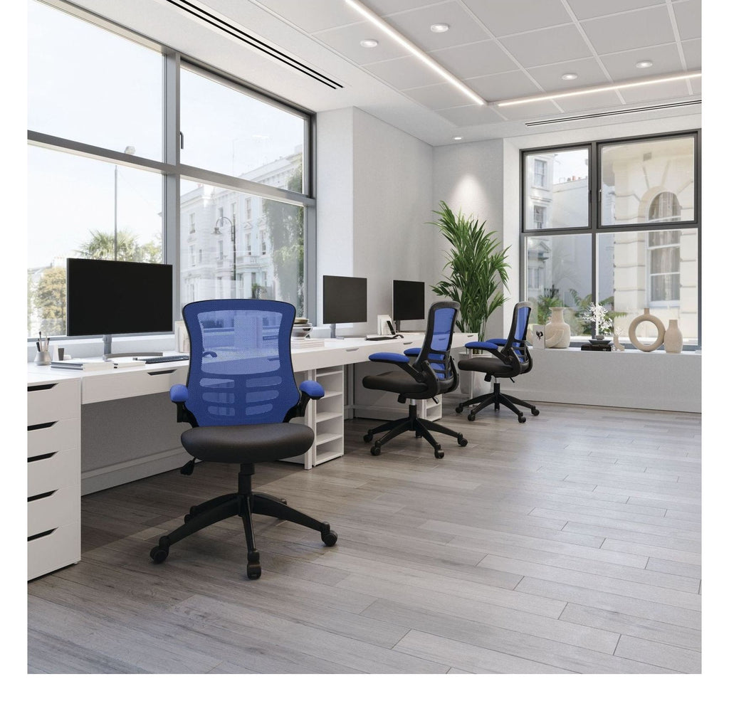 Luna Two Tone High Back Mesh Chair in blue/black, view 5