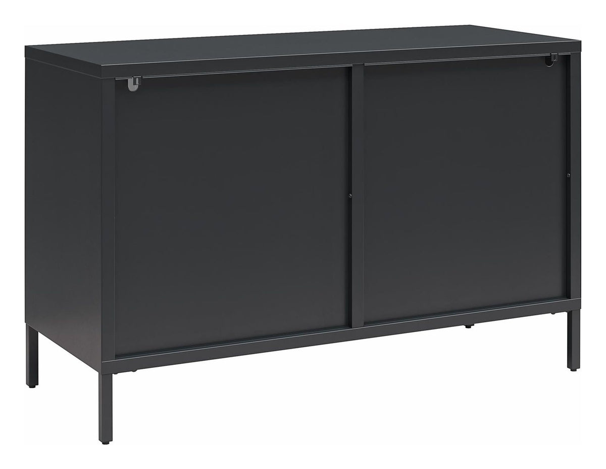 Luna Wide Metal Cabinet with Fluted Glass Doors, view 10