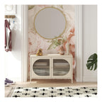 Luna Wide Metal Cabinet with Fluted Glass Doors, view 13