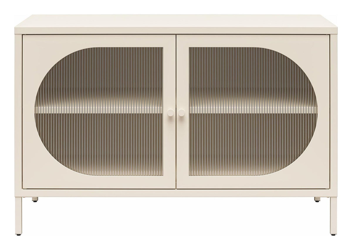Luna Wide Metal Cabinet with Fluted Glass Doors, view 15