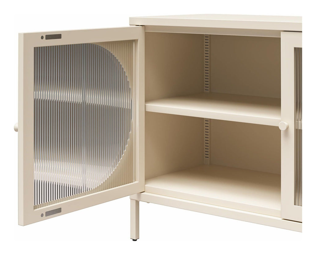 Luna Wide Metal Cabinet with Fluted Glass Doors, view 16