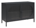 Luna Wide Metal Cabinet with Fluted Glass Doors
