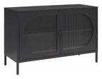 Luna Wide Metal Cabinet with Fluted Glass Doors