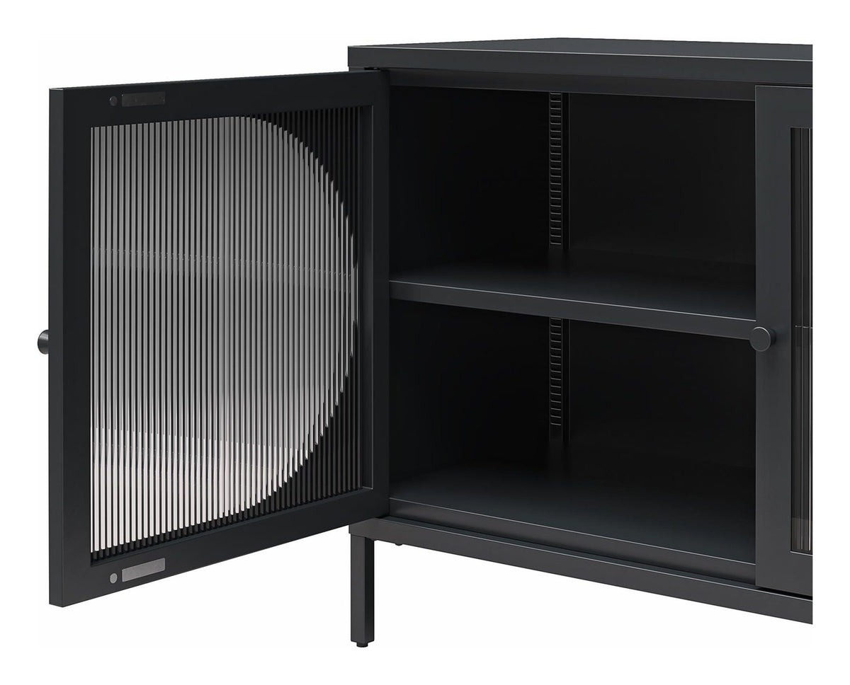 Luna Wide Metal Cabinet with Fluted Glass Doors, view 8