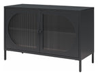 Luna Wide Metal Cabinet with Fluted Glass Doors, view 9