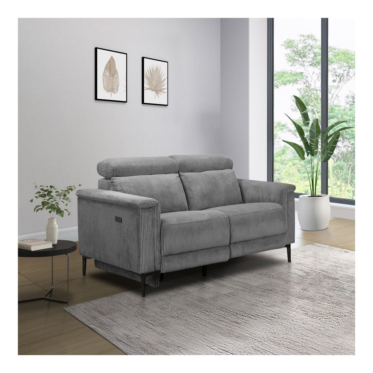 Lund 2 Seater Sofa with Electric Recliner, Corduroy, view 2