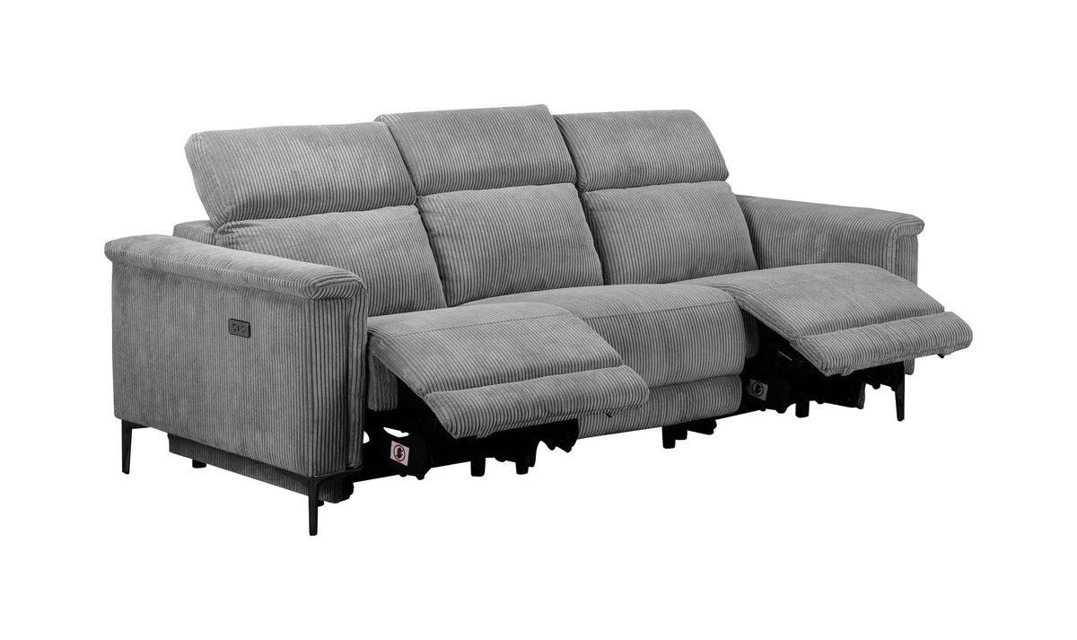 Lund 3 Seater Sofa with 2 Electric Recliners, Corduroy, view 4