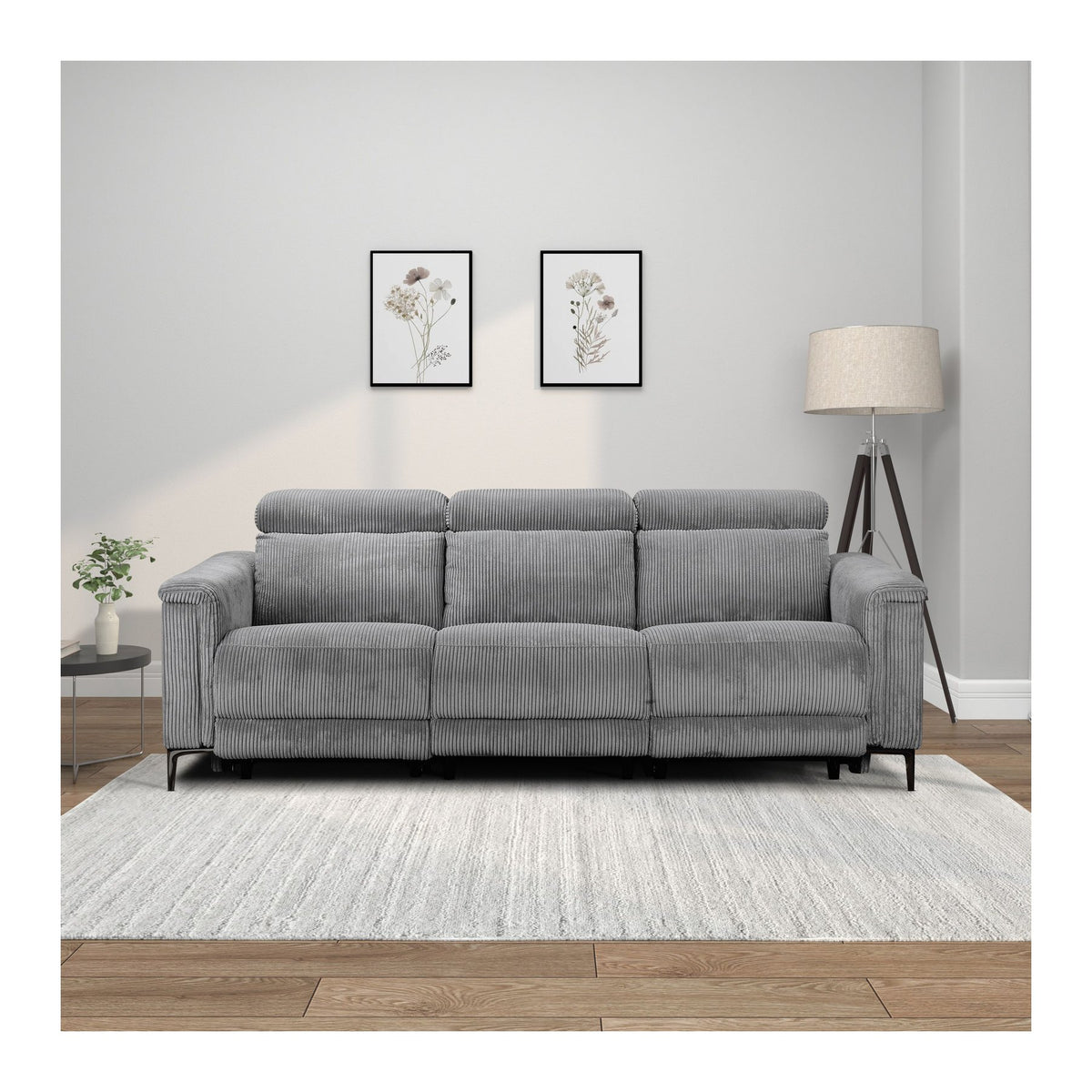 Lund 3 Seater Sofa with 2 Electric Recliners, Corduroy, view 9