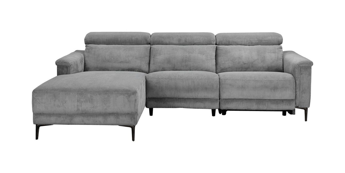 Lund L-Shaped Sofa with Chaise and Electric Recliner, Corduroy, view 3