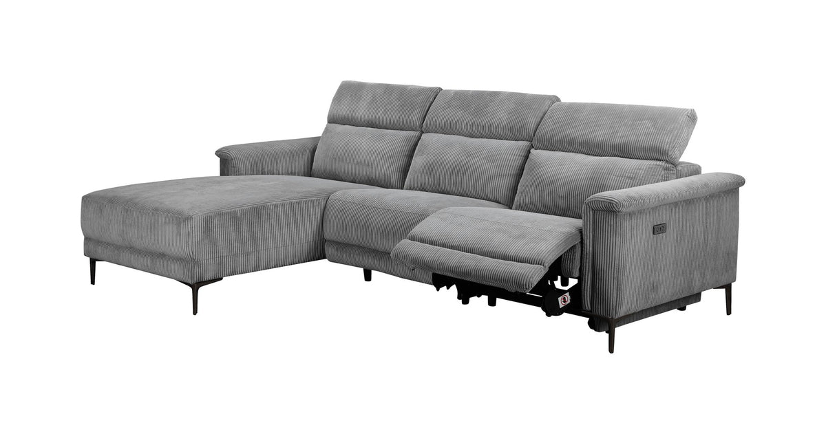 Lund L-Shaped Sofa with Chaise and Electric Recliner, Corduroy, view 4