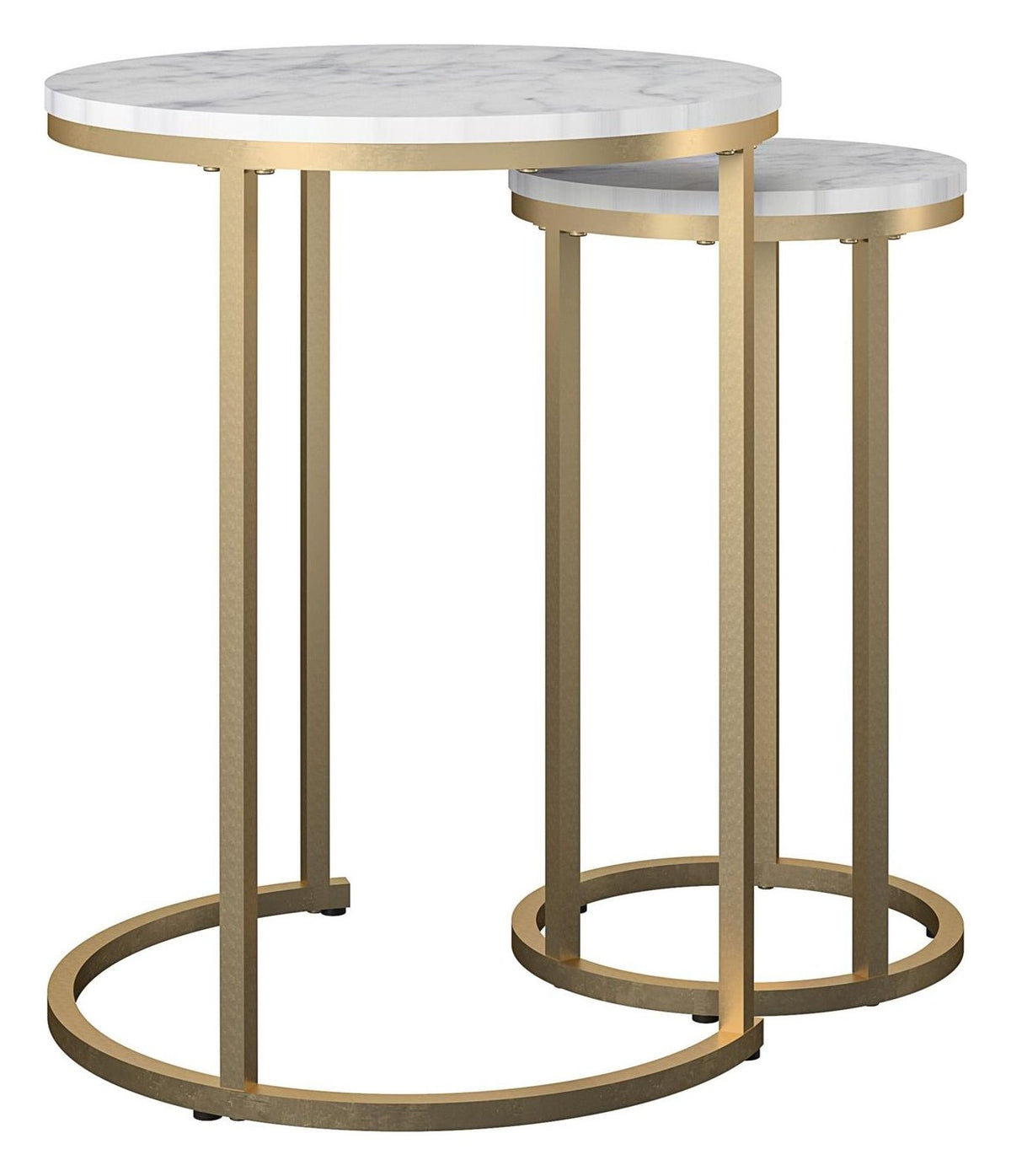 Marble Effect Nesting Tables with Gold Frame, view 2