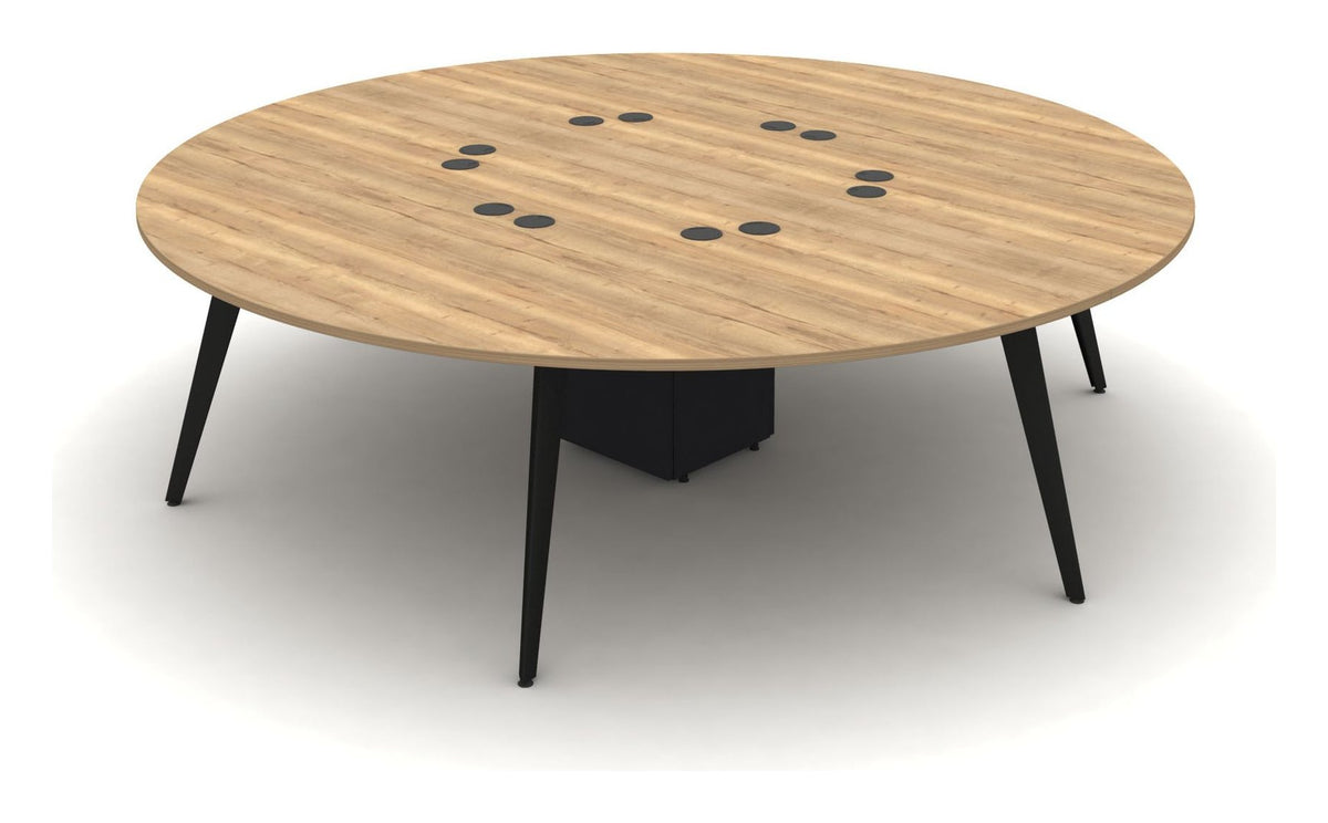 Mason Arthur Circular Cluster Desk with Steel Legs, black frame
