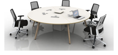 Mason Arthur Circular Cluster Desk with Wood Legs
