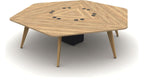 Mason Arthur Polygonal Cluster Desk with Wood Legs, oak frame