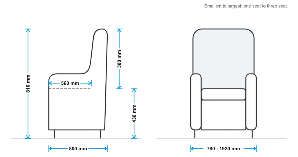Mason Avenue Reception Sofa measurements