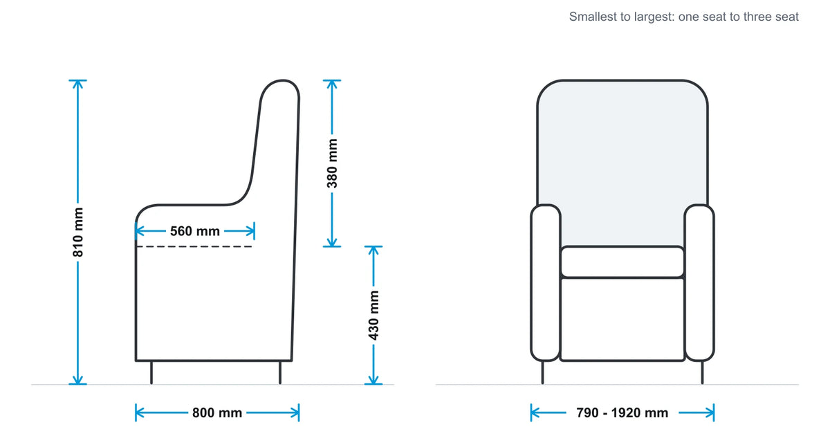 Mason Avenue Reception Sofa measurements