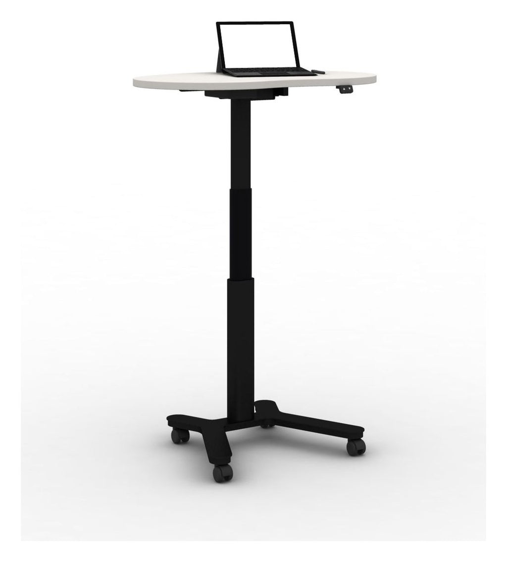Mason Buddy Mobile Sit Stand Desk with Kidney Top, black frame