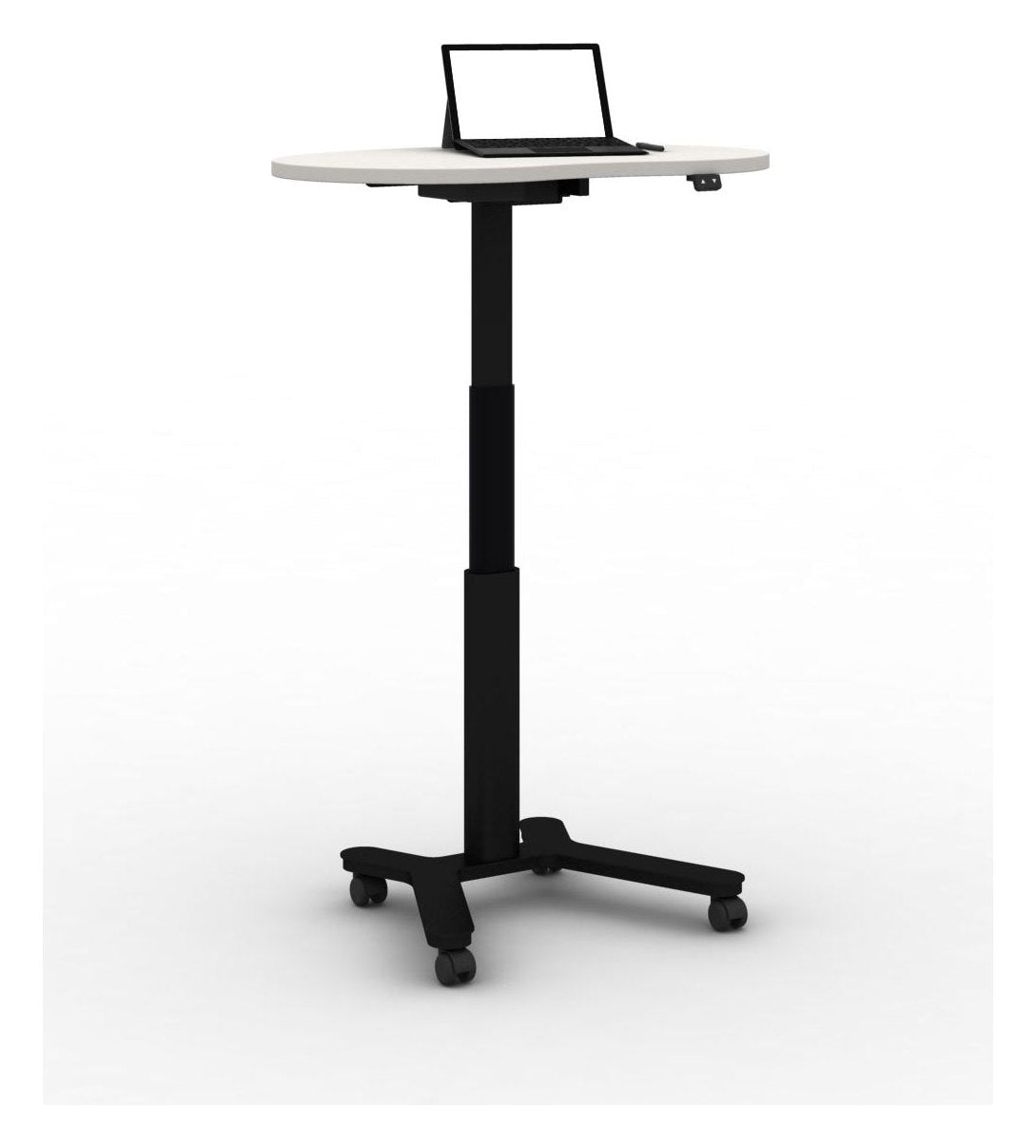 Mason Buddy Mobile Sit Stand Desk with Kidney Top, black frame