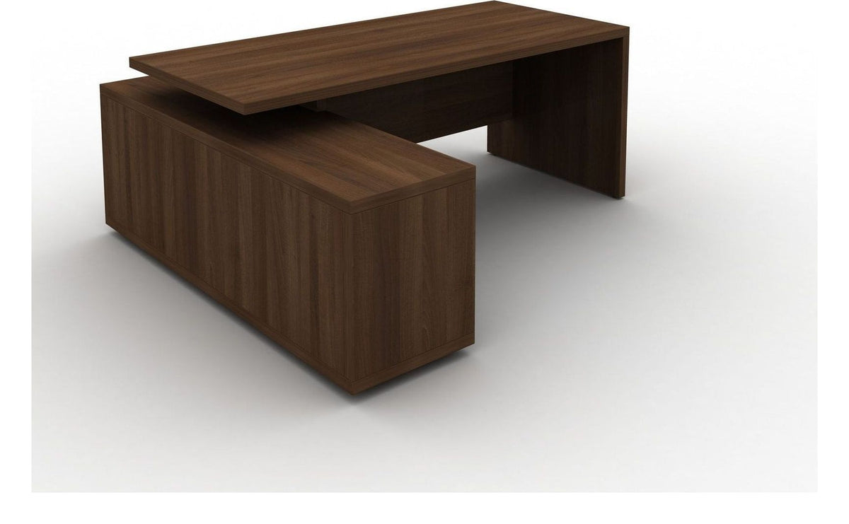 Mason Cirrus Executive Desk with Open Credenza and Three Quarter Modesty Panel, left hand frame