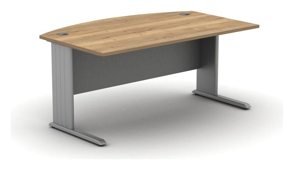 Mason Contrax2 Cantilever Bow Front Executive Desk, silver frame