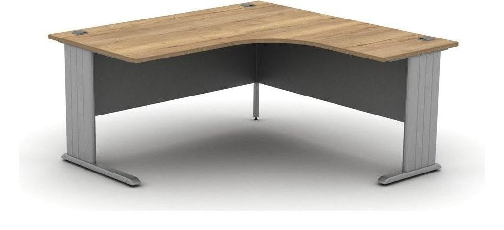 Mason Contrax2 Cantilever Radial Corner Desk, silver frame