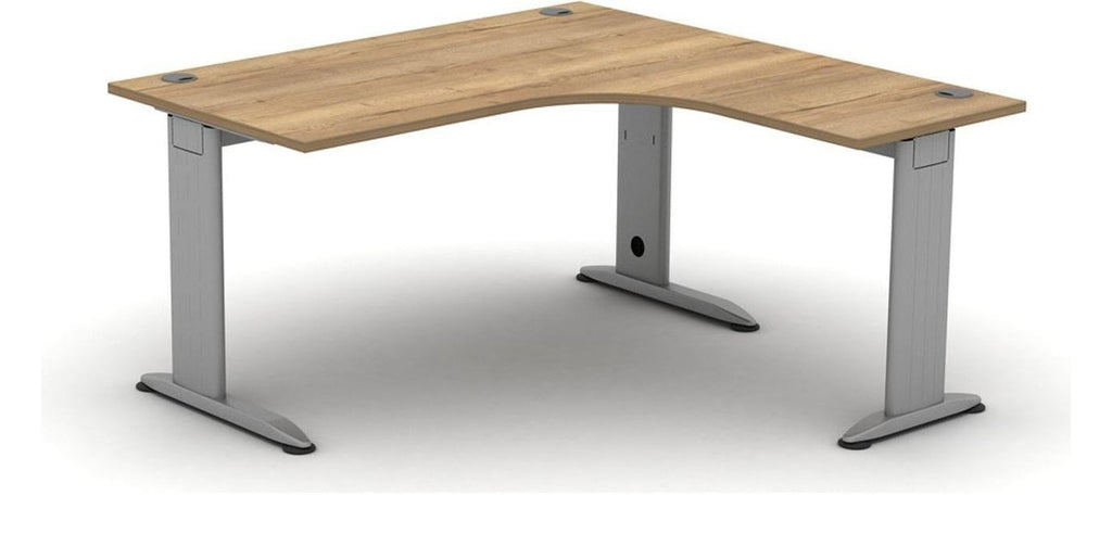 Mason K2C Radial Corner Desk, silver frame