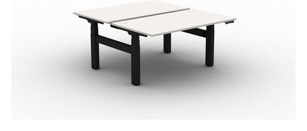 Mason Move3 2 Person Back to Back Sit Stand Desk, black frame