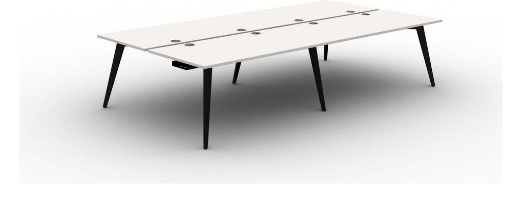 Mason Pyramid Steel 4 Person Bench Desk, black frame